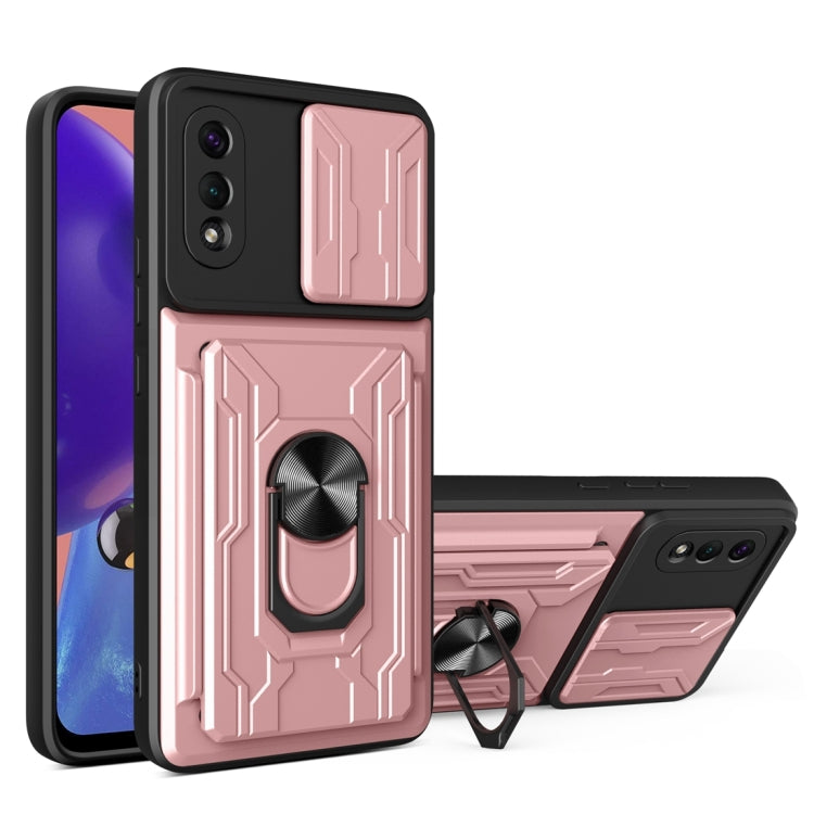 Camera Cover Phone Case with Card Slot & Holder, For Samsung Galaxy A02 / M02, For Samsung Galaxy A32, For Samsung Galaxy S20 FE, For Samsung Galaxy S20+, For Samsung Galaxy S21 Ultra 5G, For Samsung Galaxy A02s EU Version