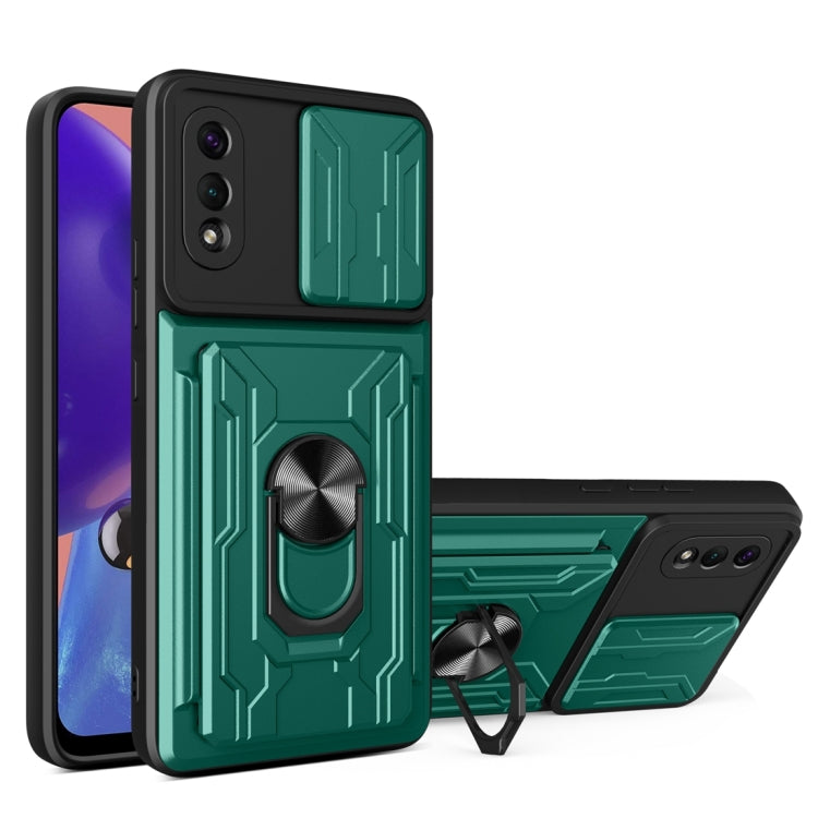 Camera Cover Phone Case with Card Slot & Holder, For Samsung Galaxy A02 / M02, For Samsung Galaxy A32, For Samsung Galaxy S20 FE, For Samsung Galaxy S20+, For Samsung Galaxy S21 Ultra 5G, For Samsung Galaxy A02s EU Version