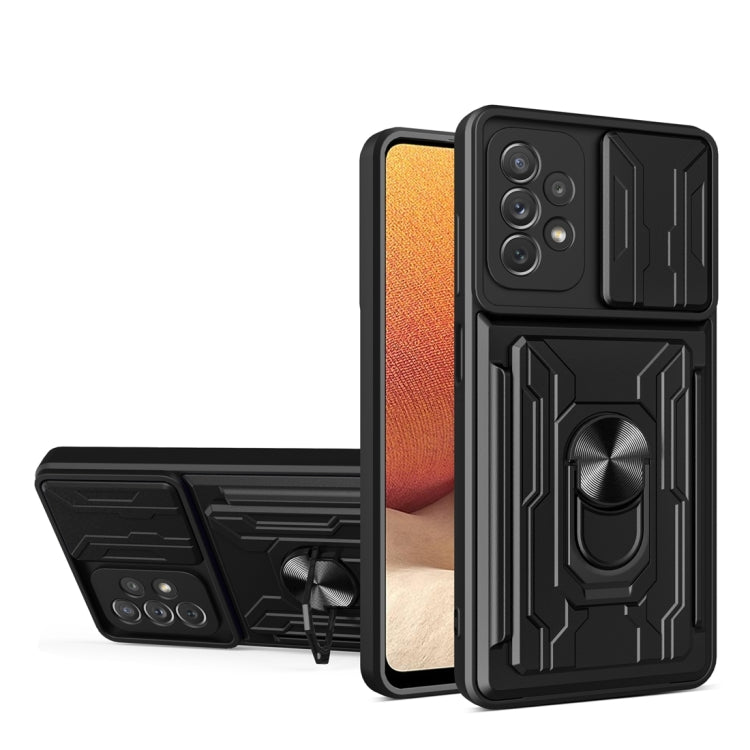 Camera Cover Phone Case with Card Slot & Holder, For Samsung Galaxy A02 / M02, For Samsung Galaxy A32, For Samsung Galaxy S20 FE, For Samsung Galaxy S20+, For Samsung Galaxy S21 Ultra 5G, For Samsung Galaxy A02s EU Version