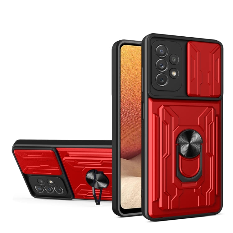 Camera Cover Phone Case with Card Slot & Holder, For Samsung Galaxy A02 / M02, For Samsung Galaxy A32, For Samsung Galaxy S20 FE, For Samsung Galaxy S20+, For Samsung Galaxy S21 Ultra 5G, For Samsung Galaxy A02s EU Version