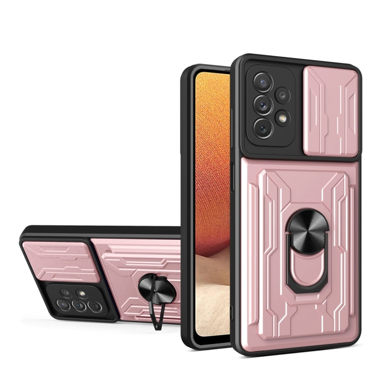 Camera Cover Phone Case with Card Slot & Holder, For Samsung Galaxy A02 / M02, For Samsung Galaxy A32, For Samsung Galaxy S20 FE, For Samsung Galaxy S20+, For Samsung Galaxy S21 Ultra 5G, For Samsung Galaxy A02s EU Version