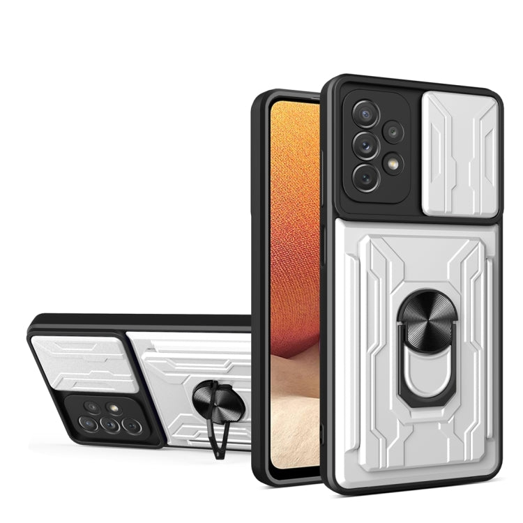 Camera Cover Phone Case with Card Slot & Holder, For Samsung Galaxy A02 / M02, For Samsung Galaxy A32, For Samsung Galaxy S20 FE, For Samsung Galaxy S20+, For Samsung Galaxy S21 Ultra 5G, For Samsung Galaxy A02s EU Version