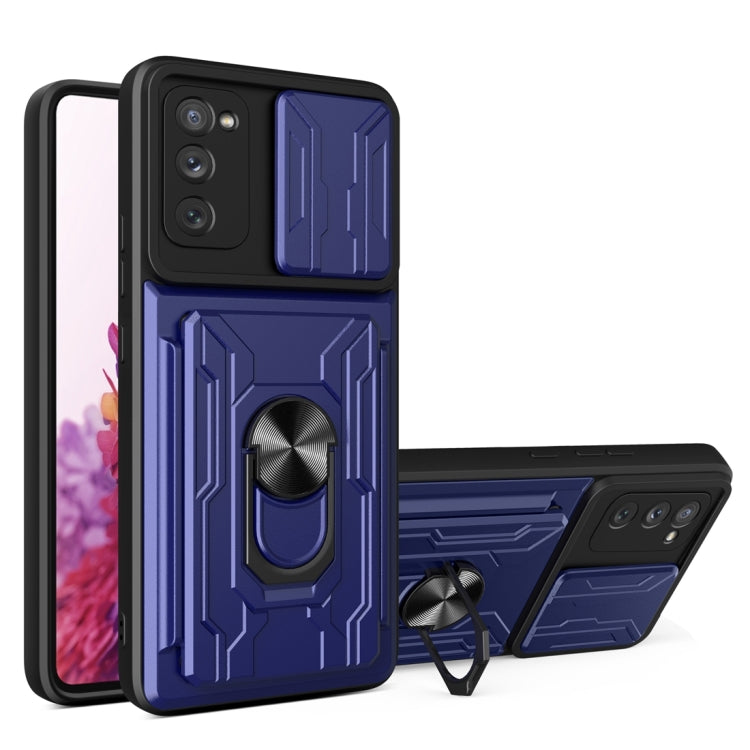 Camera Cover Phone Case with Card Slot & Holder, For Samsung Galaxy A02 / M02, For Samsung Galaxy A32, For Samsung Galaxy S20 FE, For Samsung Galaxy S20+, For Samsung Galaxy S21 Ultra 5G, For Samsung Galaxy A02s EU Version