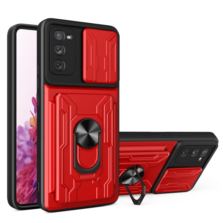 Camera Cover Phone Case with Card Slot & Holder, For Samsung Galaxy A02 / M02, For Samsung Galaxy A32, For Samsung Galaxy S20 FE, For Samsung Galaxy S20+, For Samsung Galaxy S21 Ultra 5G, For Samsung Galaxy A02s EU Version