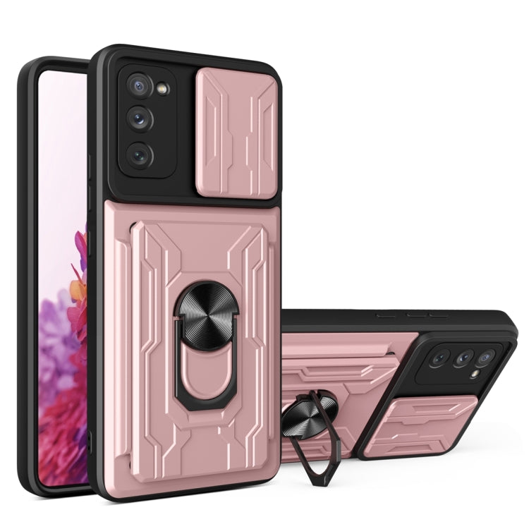 Camera Cover Phone Case with Card Slot & Holder, For Samsung Galaxy A02 / M02, For Samsung Galaxy A32, For Samsung Galaxy S20 FE, For Samsung Galaxy S20+, For Samsung Galaxy S21 Ultra 5G, For Samsung Galaxy A02s EU Version