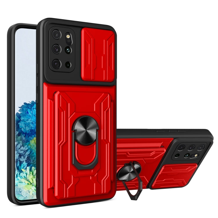 Camera Cover Phone Case with Card Slot & Holder, For Samsung Galaxy A02 / M02, For Samsung Galaxy A02s EU Version, For Samsung Galaxy A32, For Samsung Galaxy S20 FE, For Samsung Galaxy S20+, For Samsung Galaxy S21 Ultra 5G