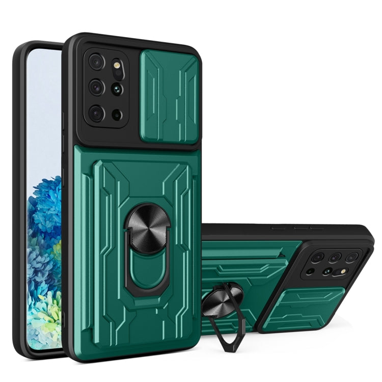 Camera Cover Phone Case with Card Slot & Holder, For Samsung Galaxy A02 / M02, For Samsung Galaxy A02s EU Version, For Samsung Galaxy A32, For Samsung Galaxy S20 FE, For Samsung Galaxy S20+, For Samsung Galaxy S21 Ultra 5G