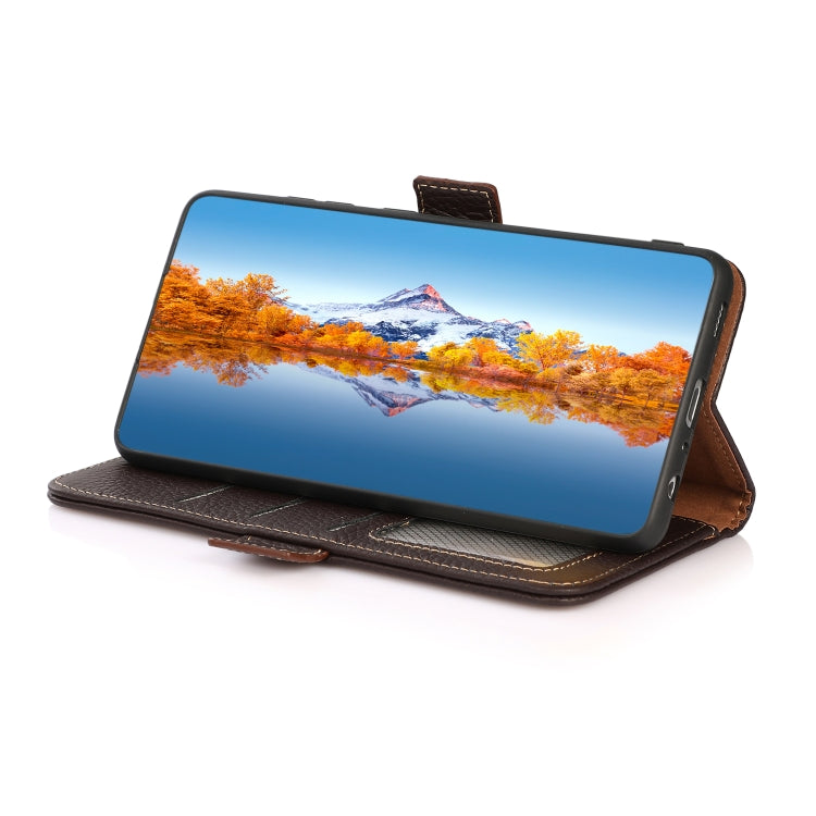 KHAZNEH Side-Magnetic Litchi Genuine Leather RFID Phone Case, For Xiaomi Mi 11 Lite 5G / Mi 11 Lite, For Xiaomi Mi 11, For Xiaomi Mi 11T / Mi 11T Pro, For Xiaomi Redmi Note 10 5G, For Xiaomi Redmi Note 10 Pro, For Xiaomi Redmi K40 Pro / Poco F3        ...