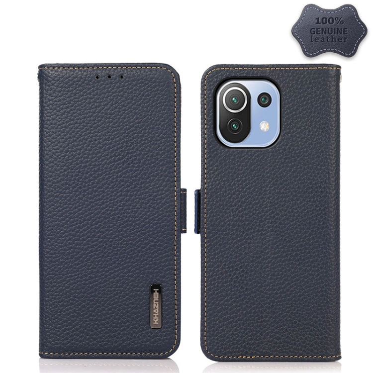 KHAZNEH Side-Magnetic Litchi Genuine Leather RFID Phone Case, For Xiaomi Mi 11 Lite 5G / Mi 11 Lite, For Xiaomi Mi 11, For Xiaomi Mi 11T / Mi 11T Pro, For Xiaomi Redmi Note 10 5G, For Xiaomi Redmi Note 10 Pro, For Xiaomi Redmi K40 Pro / Poco F3        ...