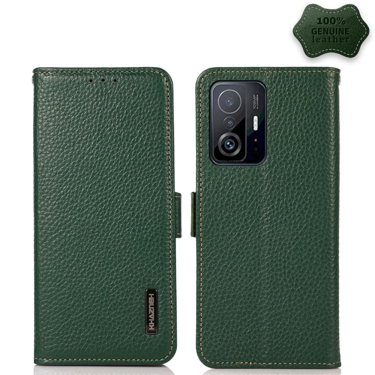 KHAZNEH Side-Magnetic Litchi Genuine Leather RFID Phone Case, For Xiaomi Mi 11 Lite 5G / Mi 11 Lite, For Xiaomi Mi 11, For Xiaomi Mi 11T / Mi 11T Pro, For Xiaomi Redmi Note 10 5G, For Xiaomi Redmi Note 10 Pro, For Xiaomi Redmi K40 Pro / Poco F3        ...