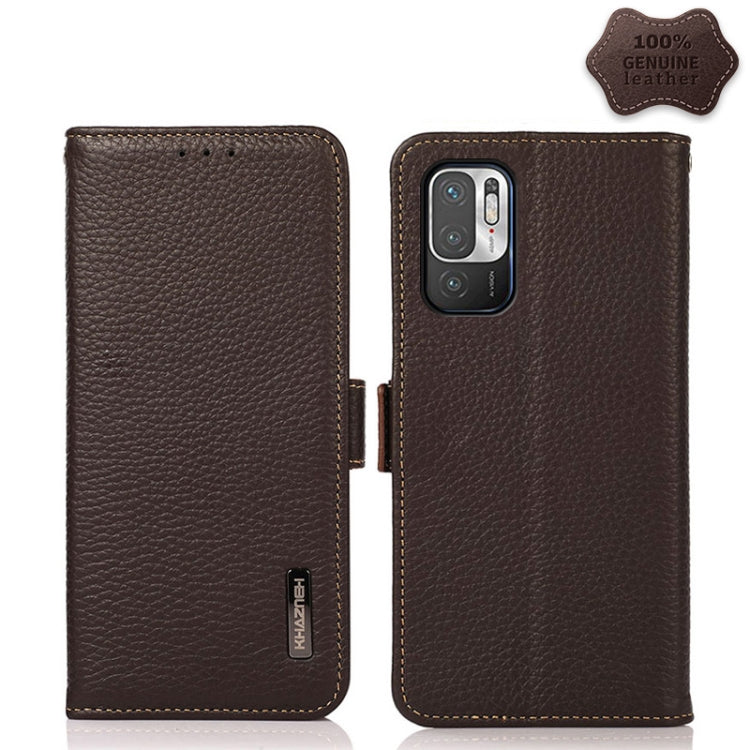 KHAZNEH Side-Magnetic Litchi Genuine Leather RFID Phone Case, For Xiaomi Mi 11 Lite 5G / Mi 11 Lite, For Xiaomi Mi 11, For Xiaomi Mi 11T / Mi 11T Pro, For Xiaomi Redmi Note 10 5G, For Xiaomi Redmi Note 10 Pro, For Xiaomi Redmi K40 Pro / Poco F3        ...