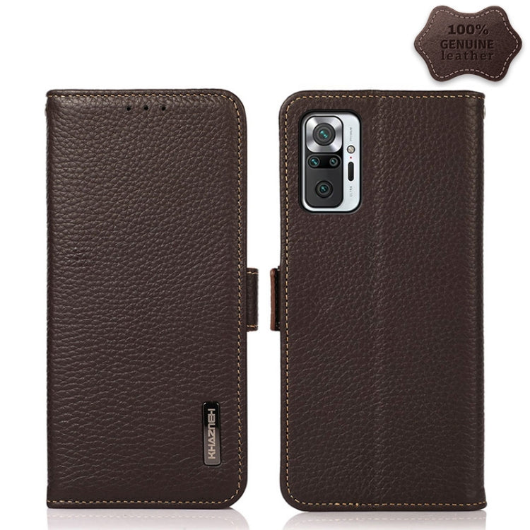 KHAZNEH Side-Magnetic Litchi Genuine Leather RFID Phone Case, For Xiaomi Mi 11 Lite 5G / Mi 11 Lite, For Xiaomi Mi 11, For Xiaomi Mi 11T / Mi 11T Pro, For Xiaomi Redmi Note 10 5G, For Xiaomi Redmi Note 10 Pro, For Xiaomi Redmi K40 Pro / Poco F3        ...