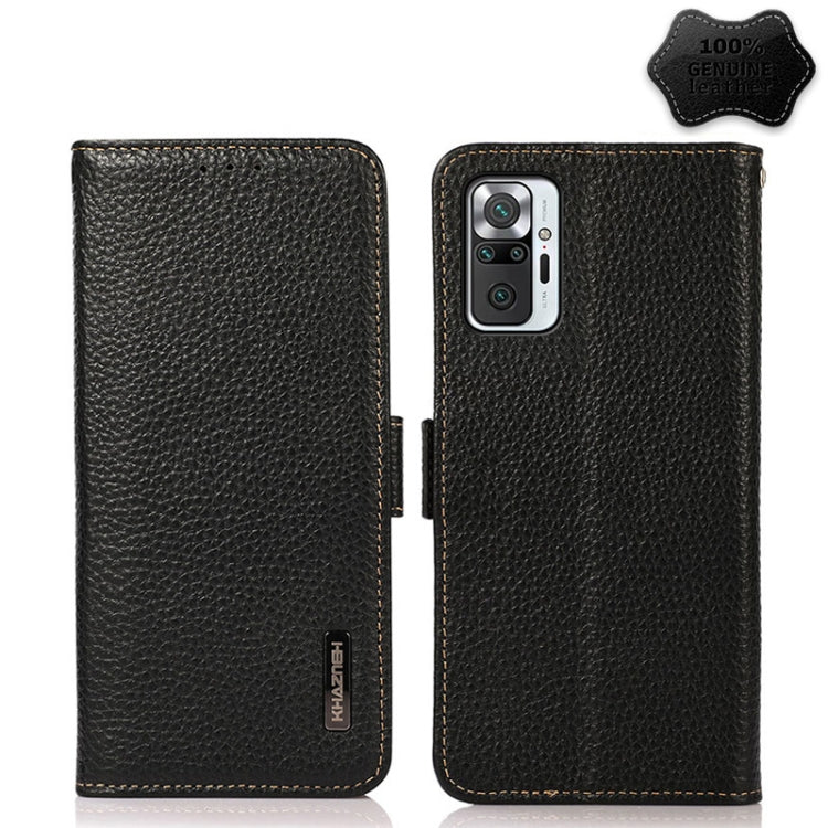 KHAZNEH Side-Magnetic Litchi Genuine Leather RFID Phone Case, For Xiaomi Mi 11 Lite 5G / Mi 11 Lite, For Xiaomi Mi 11, For Xiaomi Mi 11T / Mi 11T Pro, For Xiaomi Redmi Note 10 5G, For Xiaomi Redmi Note 10 Pro, For Xiaomi Redmi K40 Pro / Poco F3        ...