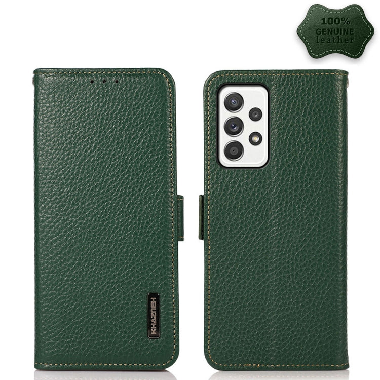 KHAZNEH Side-Magnetic Litchi Genuine Leather RFID Phone Case, For Samsung Galaxy A72 5G, For Samsung Galaxy A82 5G, For Samsung Galaxy F62 / M62, For Samsung Galaxy M32, For Samsung Galaxy M52 5G, For Samsung Galaxy S20 FE, For Samsung Galaxy S20+     ...