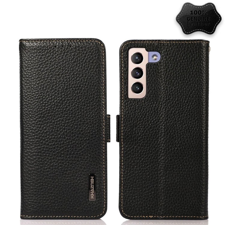 KHAZNEH Side-Magnetic Litchi Genuine Leather RFID Phone Case, For Samsung Galaxy S21 Ultra 5G, For Samsung Galaxy S22+ 5G, For Samsung Galaxy S22 5G, For Samsung Galaxy S22 Ultra 5G, For Samsung Galaxy Xcover 5, For Samsung Galaxy A03 164mm Version    ...
