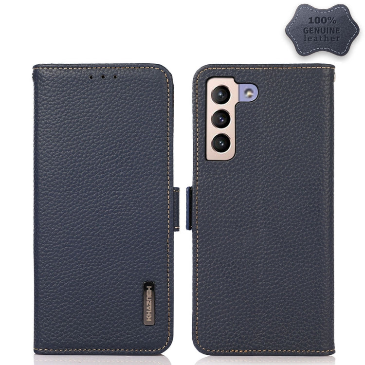KHAZNEH Side-Magnetic Litchi Genuine Leather RFID Phone Case, For Samsung Galaxy S21 Ultra 5G, For Samsung Galaxy S22+ 5G, For Samsung Galaxy S22 5G, For Samsung Galaxy S22 Ultra 5G, For Samsung Galaxy Xcover 5, For Samsung Galaxy A03 164mm Version    ...