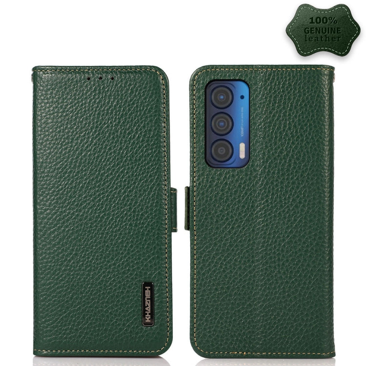 KHAZNEH Side-Magnetic Litchi Genuine Leather RFID Case, For Google Pixel 6 Pro, For Google Pixel 6, For Google Pixel 6a, For Motorola Edge 2021, For Motorola Edge 20