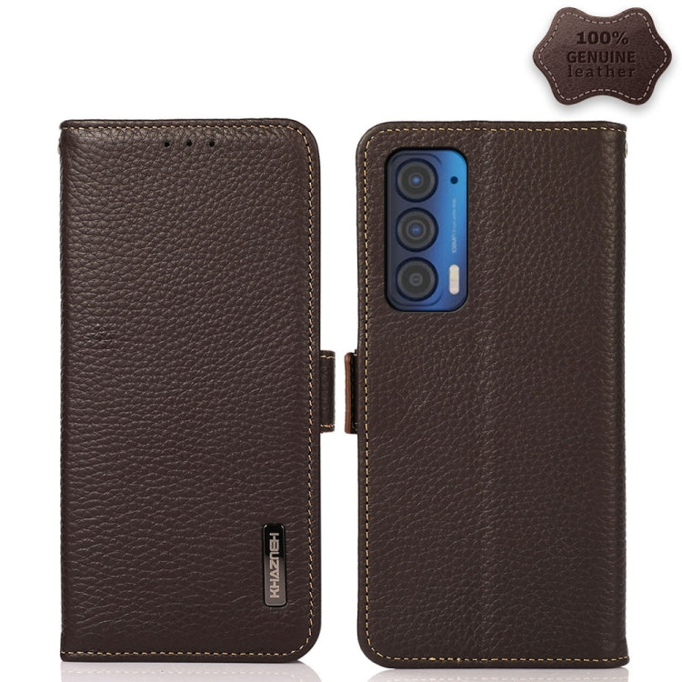 KHAZNEH Side-Magnetic Litchi Genuine Leather RFID Case, For Google Pixel 6 Pro, For Google Pixel 6, For Google Pixel 6a, For Motorola Edge 2021, For Motorola Edge 20