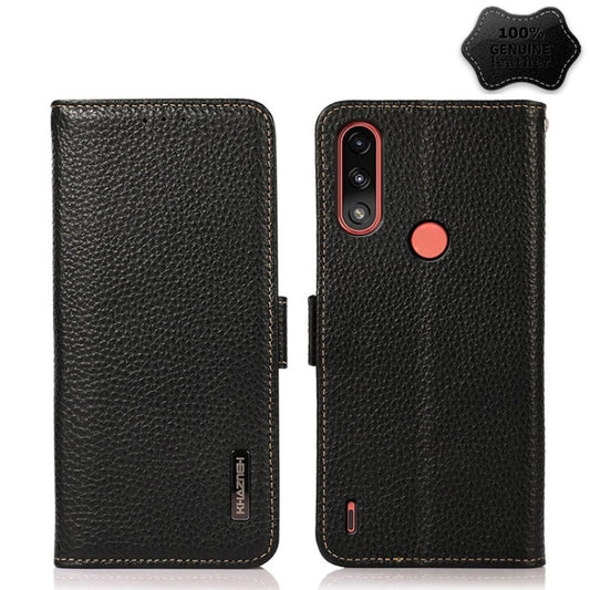 KHAZNEH Side-Magnetic Litchi Genuine Leather RFID Case, For Motorola Moto E7 Power, For Motorola Moto E20 / E40, For Motorola Edge 20 Pro, For Motorola Edge X30, For Motorola Moto G Play 2021, For Motorola Moto G Power 2021, For Motorola Moto G Power 2...
