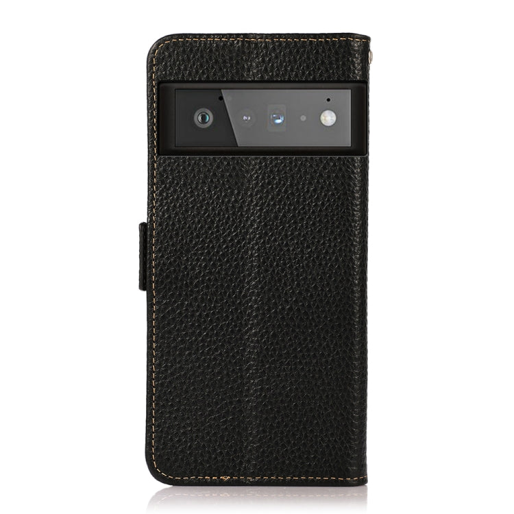 KHAZNEH Side-Magnetic Litchi Genuine Leather RFID Case, For Google Pixel 6 Pro, For Google Pixel 6, For Google Pixel 6a, For Motorola Edge 2021, For Motorola Edge 20