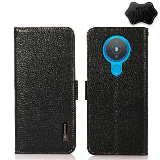 KHAZNEH Side-Magnetic Litchi Genuine Leather RFID Phone Case, For Nokia 1.4, For Nokia 5.4, For Nokia 7.3, For Nokia 8 V 5G, For Nokia C01 Core / C01 Plus, For Nokia C1 Plus, For Nokia C10 / C20, For Nokia G50, For Nokia G300, For Nokia X10 / X20      ...