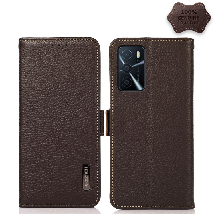 KHAZNEH Side-Magnetic Litchi Genuine Leather RFID Case, For OPPO A16, For OPPO A54 4G, For OPPO A55 5G, For OPPO A55s 5G JP Version, For OPPO A93 5G, For OPPO Reno5 5G / Find X3 Lite, For OPPO Reno5 A JP Version, For OPPO Reno6 Pro 5G                  ...