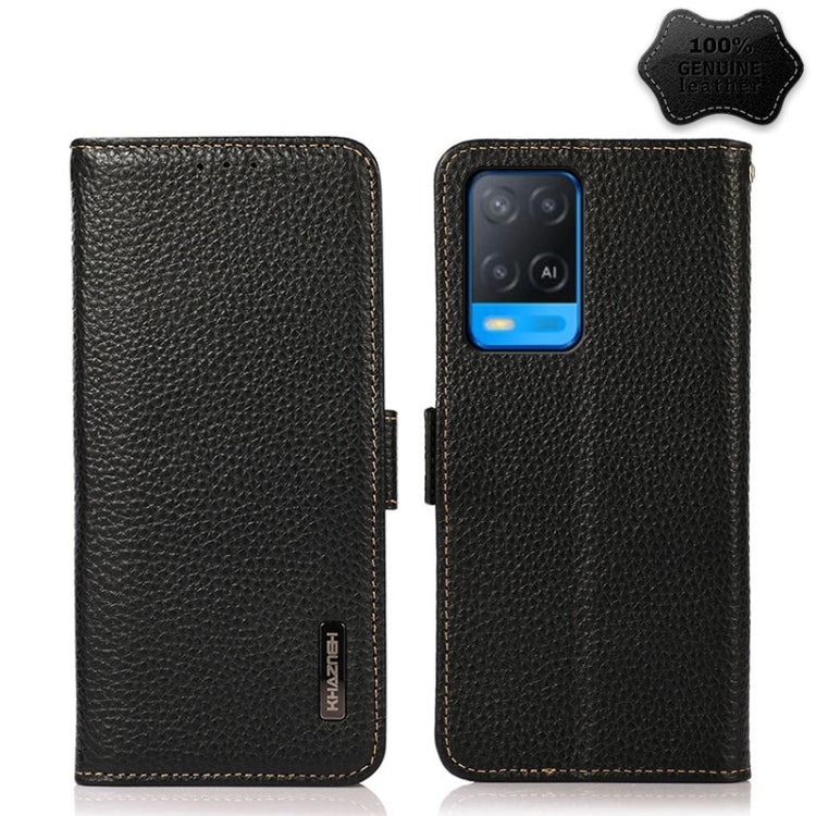 KHAZNEH Side-Magnetic Litchi Genuine Leather RFID Case, For OPPO A16, For OPPO A54 4G, For OPPO A55 5G, For OPPO A55s 5G JP Version, For OPPO A93 5G, For OPPO Reno5 5G / Find X3 Lite, For OPPO Reno5 A JP Version, For OPPO Reno6 Pro 5G                  ...