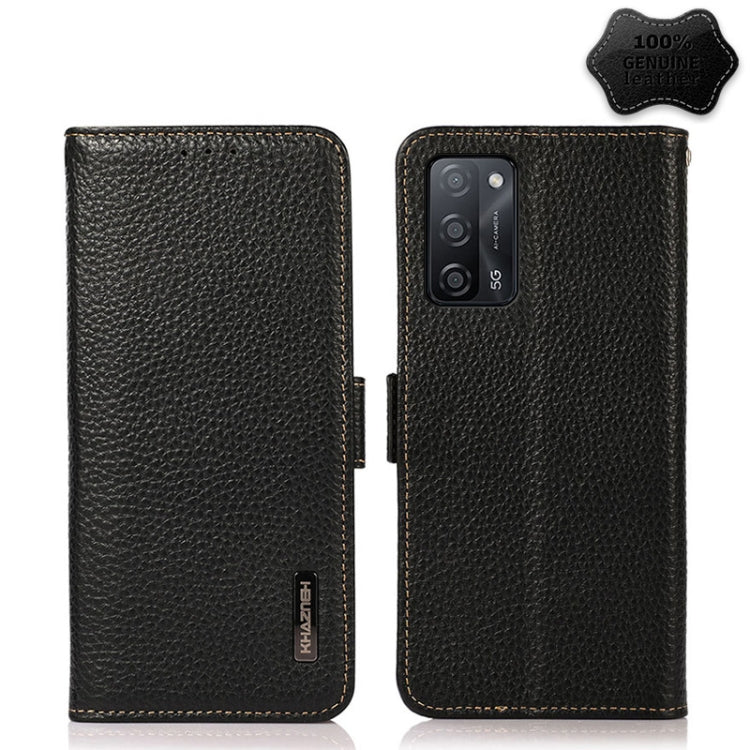 KHAZNEH Side-Magnetic Litchi Genuine Leather RFID Case, For OPPO A16, For OPPO A54 4G, For OPPO A55 5G, For OPPO A55s 5G JP Version, For OPPO A93 5G, For OPPO Reno5 5G / Find X3 Lite, For OPPO Reno5 A JP Version, For OPPO Reno6 Pro 5G                  ...