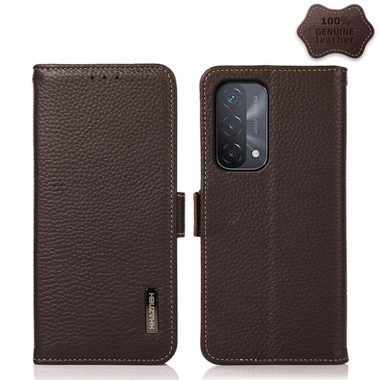 KHAZNEH Side-Magnetic Litchi Genuine Leather RFID Case, For OPPO A16, For OPPO A54 4G, For OPPO A55 5G, For OPPO A55s 5G JP Version, For OPPO A93 5G, For OPPO F19 Pro, For OPPO F19 Pro+ 5G / Reno5 Z / A94 5G, For OPPO F19                               ...
