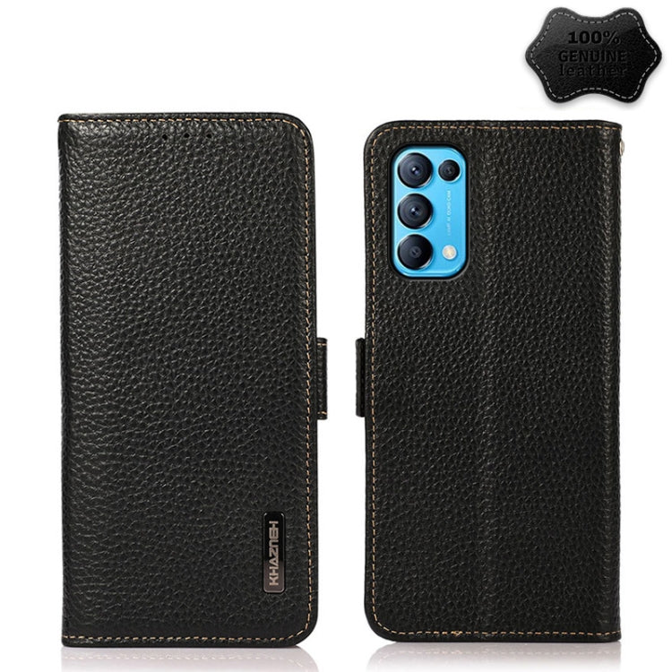 KHAZNEH Side-Magnetic Litchi Genuine Leather RFID Case, For OPPO A16, For OPPO A54 4G, For OPPO A55 5G, For OPPO A55s 5G JP Version, For OPPO A93 5G, For OPPO F19 Pro, For OPPO F19 Pro+ 5G / Reno5 Z / A94 5G, For OPPO F19                               ...