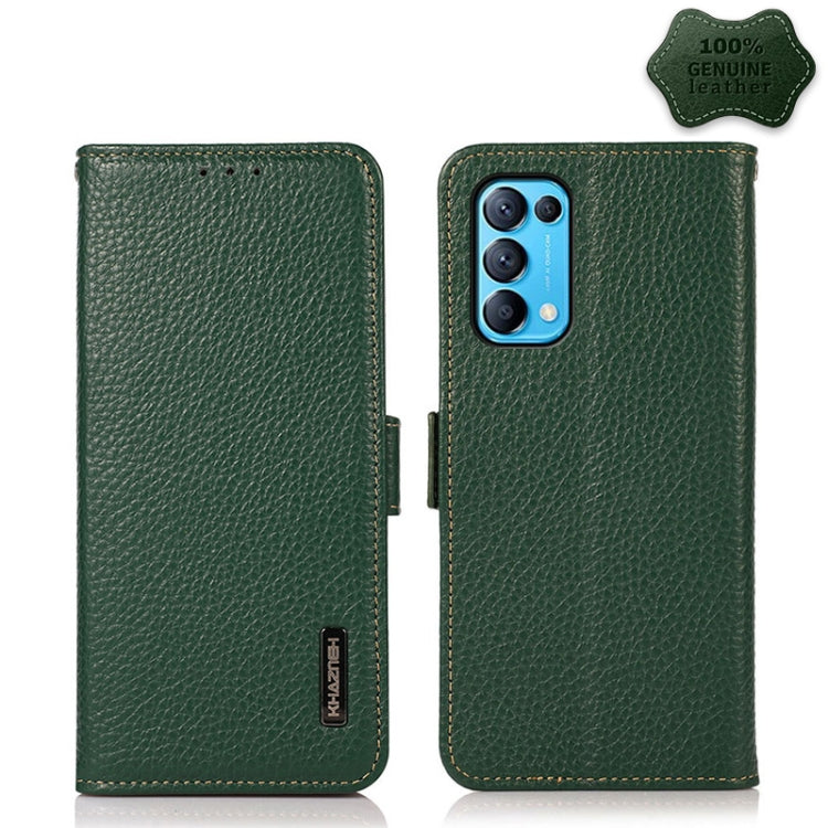 KHAZNEH Side-Magnetic Litchi Genuine Leather RFID Case, For OPPO A16, For OPPO A54 4G, For OPPO A55 5G, For OPPO A55s 5G JP Version, For OPPO A93 5G, For OPPO F19 Pro, For OPPO F19 Pro+ 5G / Reno5 Z / A94 5G, For OPPO F19                               ...