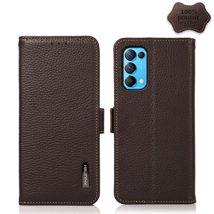 KHAZNEH Side-Magnetic Litchi Genuine Leather RFID Case, For OPPO A16, For OPPO A54 4G, For OPPO A55 5G, For OPPO A55s 5G JP Version, For OPPO A93 5G, For OPPO F19 Pro, For OPPO F19 Pro+ 5G / Reno5 Z / A94 5G, For OPPO F19                               ...