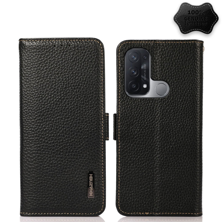 KHAZNEH Side-Magnetic Litchi Genuine Leather RFID Case, For OPPO A16, For OPPO A54 4G, For OPPO A55 5G, For OPPO A55s 5G JP Version, For OPPO A93 5G, For OPPO F19 Pro, For OPPO F19 Pro+ 5G / Reno5 Z / A94 5G, For OPPO F19                               ...