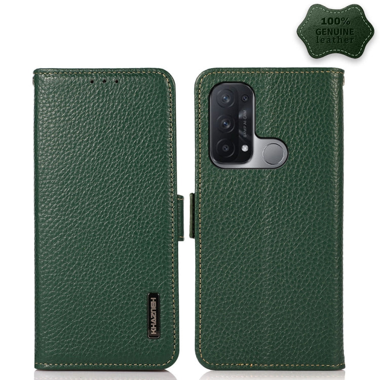 KHAZNEH Side-Magnetic Litchi Genuine Leather RFID Case, For OPPO A16, For OPPO A54 4G, For OPPO A55 5G, For OPPO A55s 5G JP Version, For OPPO A93 5G, For OPPO F19 Pro, For OPPO F19 Pro+ 5G / Reno5 Z / A94 5G, For OPPO F19                               ...