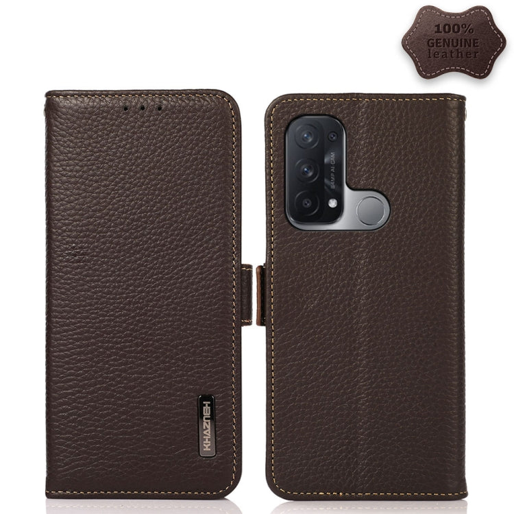 KHAZNEH Side-Magnetic Litchi Genuine Leather RFID Case, For OPPO A16, For OPPO A54 4G, For OPPO A55 5G, For OPPO A55s 5G JP Version, For OPPO A93 5G, For OPPO F19 Pro, For OPPO F19 Pro+ 5G / Reno5 Z / A94 5G, For OPPO F19                               ...