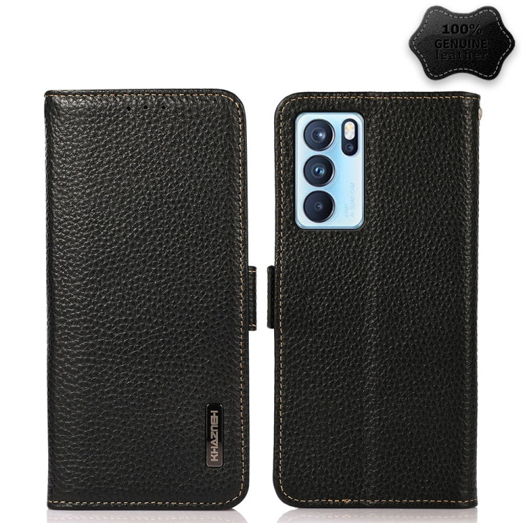 KHAZNEH Side-Magnetic Litchi Genuine Leather RFID Case, For OPPO A16, For OPPO A54 4G, For OPPO A55 5G, For OPPO A55s 5G JP Version, For OPPO A93 5G, For OPPO F19 Pro, For OPPO F19 Pro+ 5G / Reno5 Z / A94 5G, For OPPO F19                               ...