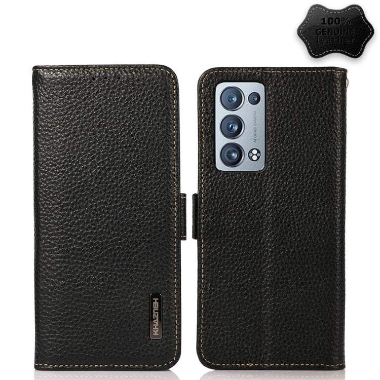 KHAZNEH Side-Magnetic Litchi Genuine Leather RFID Case, For OPPO A16, For OPPO A54 4G, For OPPO A55 5G, For OPPO A55s 5G JP Version, For OPPO A93 5G, For OPPO F19 Pro, For OPPO F19 Pro+ 5G / Reno5 Z / A94 5G, For OPPO F19                               ...