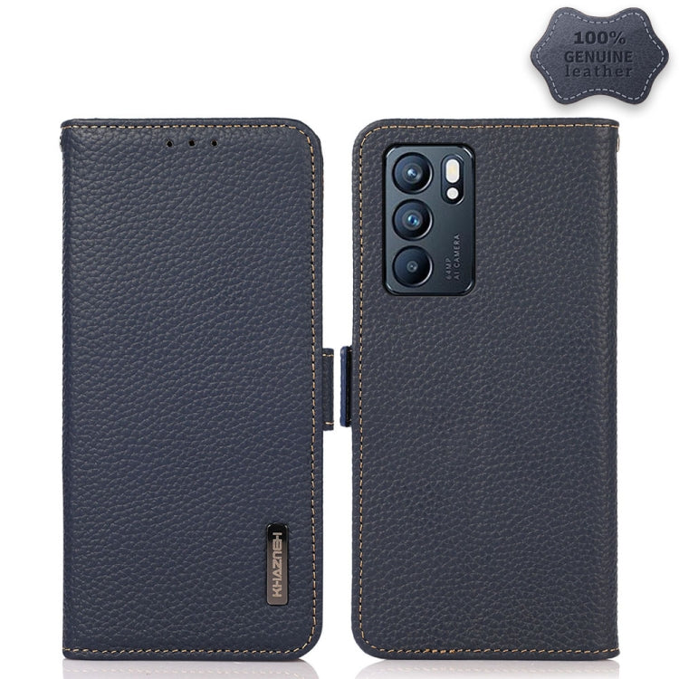 KHAZNEH Side-Magnetic Litchi Genuine Leather RFID Case, For OPPO A16, For OPPO A54 4G, For OPPO A55 5G, For OPPO A55s 5G JP Version, For OPPO A93 5G, For OPPO F19 Pro, For OPPO F19 Pro+ 5G / Reno5 Z / A94 5G, For OPPO F19                               ...