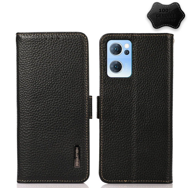 KHAZNEH Side-Magnetic Litchi Genuine Leather RFID Case, For OPPO A16, For OPPO A54 4G, For OPPO A55 5G, For OPPO A55s 5G JP Version, For OPPO A93 5G, For OPPO F19 Pro, For OPPO F19 Pro+ 5G / Reno5 Z / A94 5G, For OPPO F19                               ...