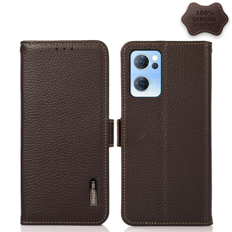 KHAZNEH Side-Magnetic Litchi Genuine Leather RFID Case, For OPPO A16, For OPPO A54 4G, For OPPO A55 5G, For OPPO A55s 5G JP Version, For OPPO A93 5G, For OPPO F19 Pro, For OPPO F19 Pro+ 5G / Reno5 Z / A94 5G, For OPPO F19                               ...