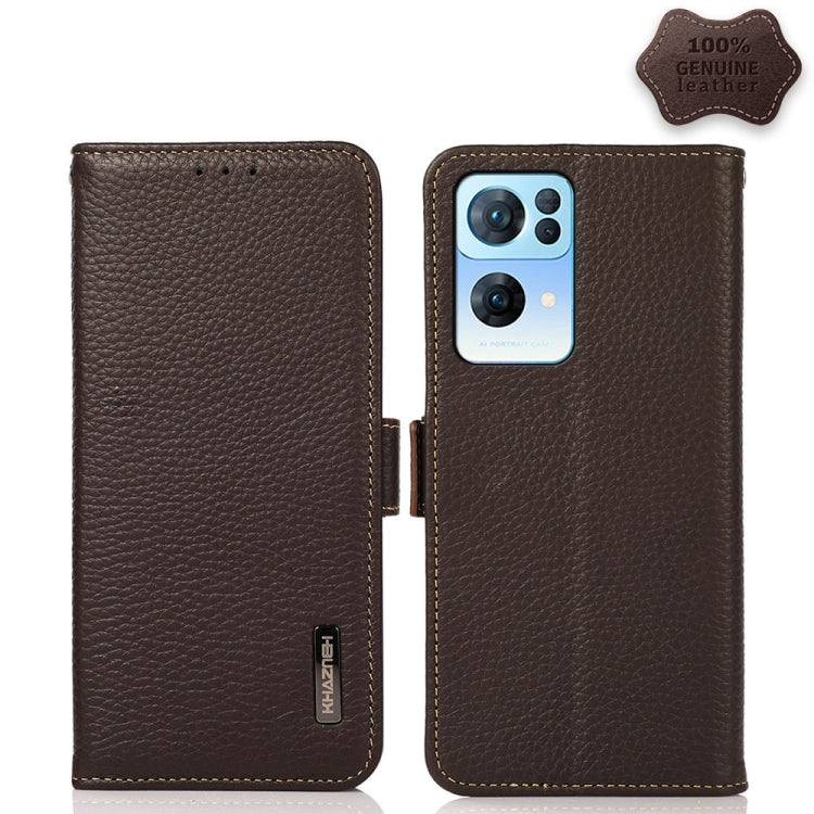 KHAZNEH Side-Magnetic Litchi Genuine Leather RFID Case, For OPPO A16, For OPPO A54 4G, For OPPO A55 5G, For OPPO A55s 5G JP Version, For OPPO A93 5G, For OPPO F19 Pro, For OPPO F19 Pro+ 5G / Reno5 Z / A94 5G, For OPPO F19                               ...