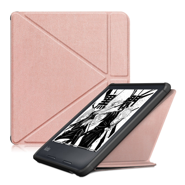 Cloth Texture Multi-folding Leather Tablet Case, For KOBO Libra2 2021, For KOBO Sage 2021