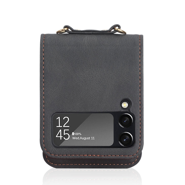 Crossbody Siamese Leather Phone Case with Lanyard, For Samsung Galaxy Z Flip3 5G