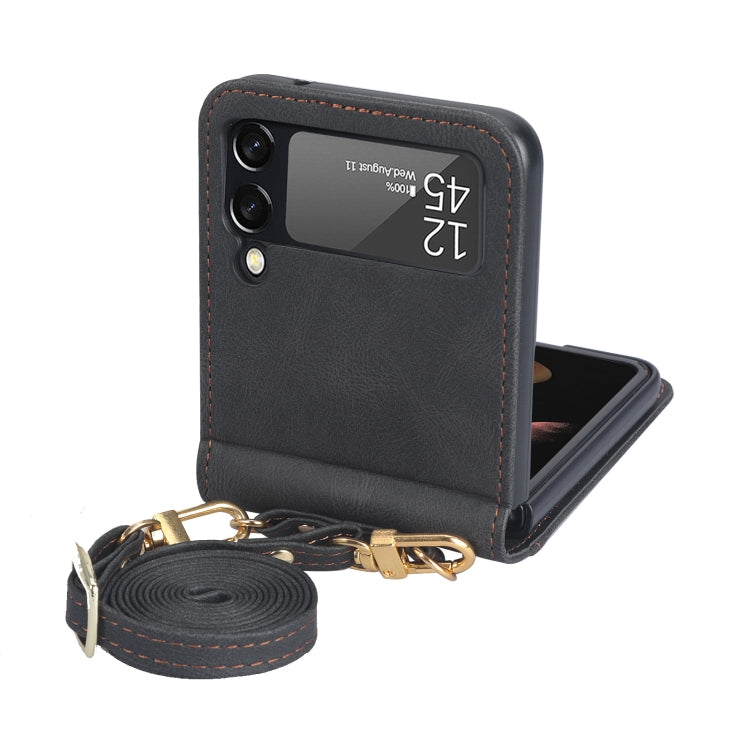 Crossbody Siamese Leather Phone Case with Lanyard, For Samsung Galaxy Z Flip3 5G