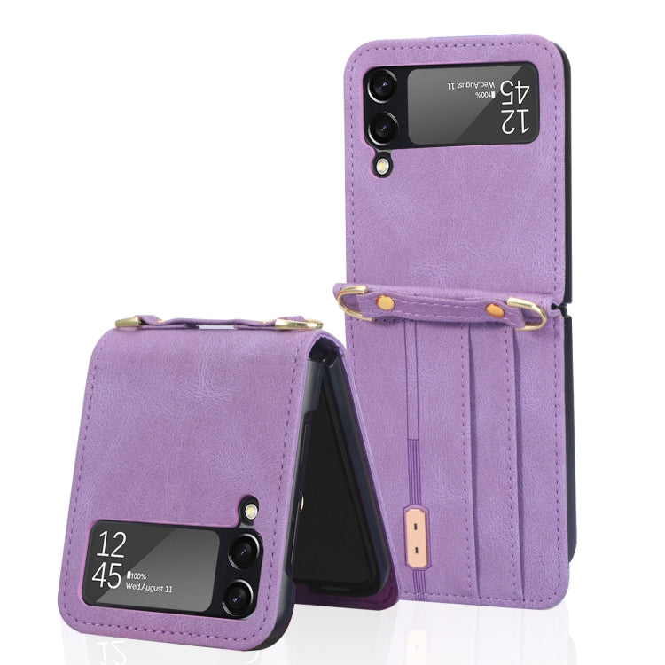 Crossbody Siamese Leather Phone Case with Lanyard, For Samsung Galaxy Z Flip3 5G