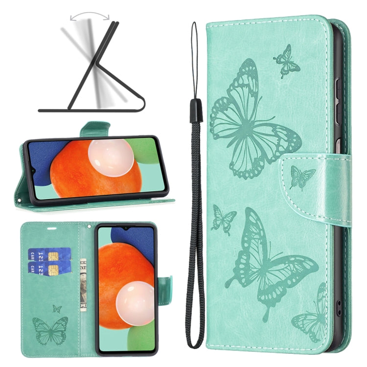 Two Butterflies Embossing Leather Phone Case, For Samsung Galaxy A13 4G, For Samsung Galaxy A33 5G, For Samsung Galaxy A73 5G, For Xiaomi 12