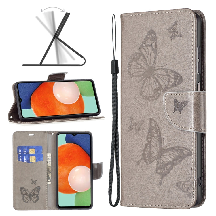 Two Butterflies Embossing Leather Phone Case, For Samsung Galaxy A13 4G, For Samsung Galaxy A33 5G, For Samsung Galaxy A73 5G, For Xiaomi 12