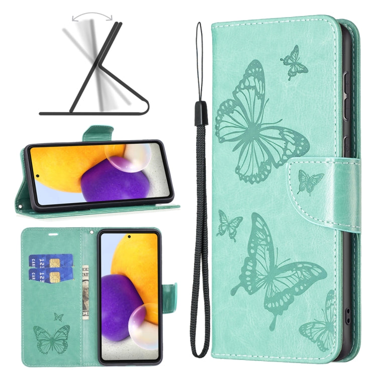 Two Butterflies Embossing Leather Phone Case, For Samsung Galaxy A13 4G, For Samsung Galaxy A33 5G, For Samsung Galaxy A73 5G, For Xiaomi 12