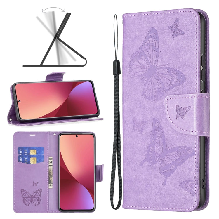 Two Butterflies Embossing Leather Phone Case, For Samsung Galaxy A13 4G, For Samsung Galaxy A33 5G, For Samsung Galaxy A73 5G, For Xiaomi 12