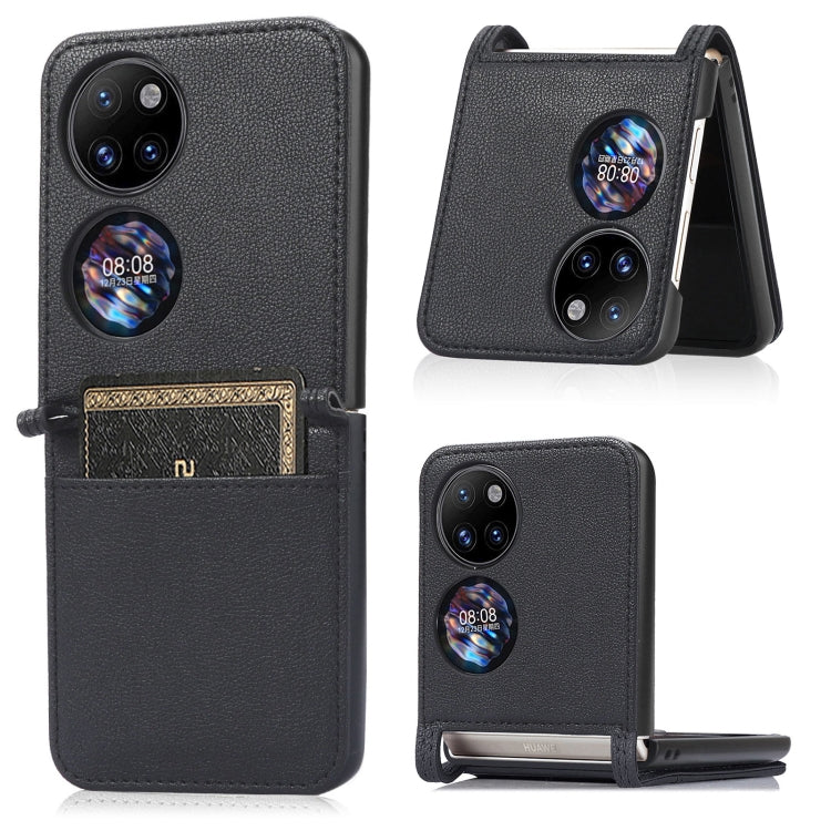 Lambskin Texture Card Folding Phone Case, For Huawei P50 Pocket